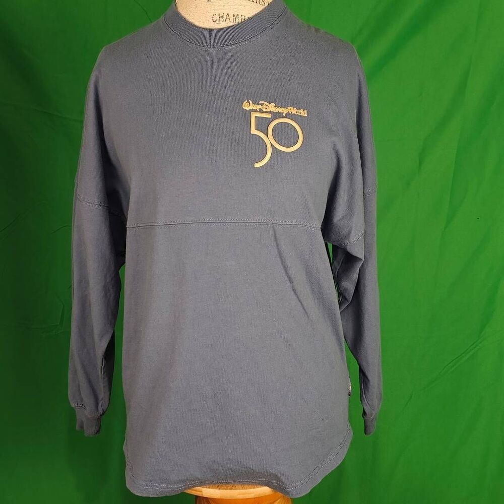 Walt Disney World 50 Womens Blue Long Sleeve Mickey Mouse Spirit Jersey XS